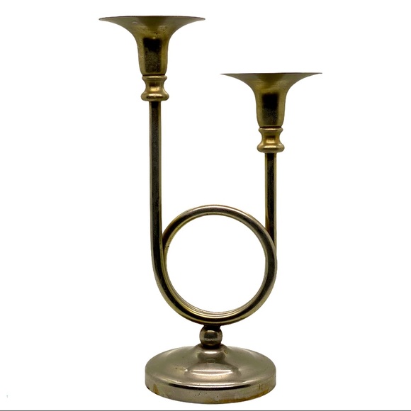 Vintage Accents Vintage Brass Candlestick Mcm Double French Horn